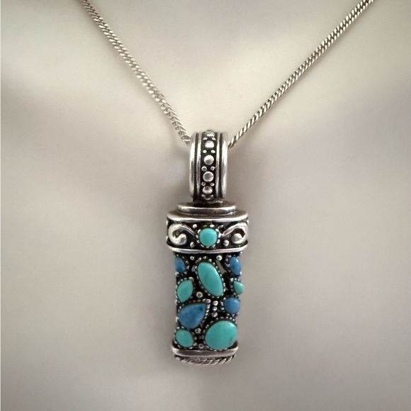 Vintage Sterling Silver Sodalite Howlite Pendant Necklace - Picture 6 of 6